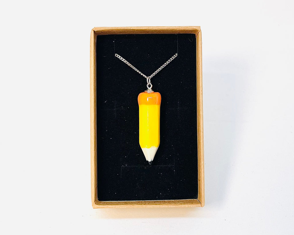 Ceramic Pencil - Sterling Silver Necklace