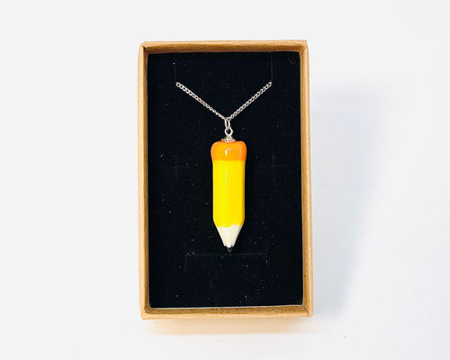 Ceramic Pencil - Sterling Silver Necklace