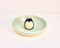 Ring Dish -  Black Shiba Inu - Satin Turquoise Glaze