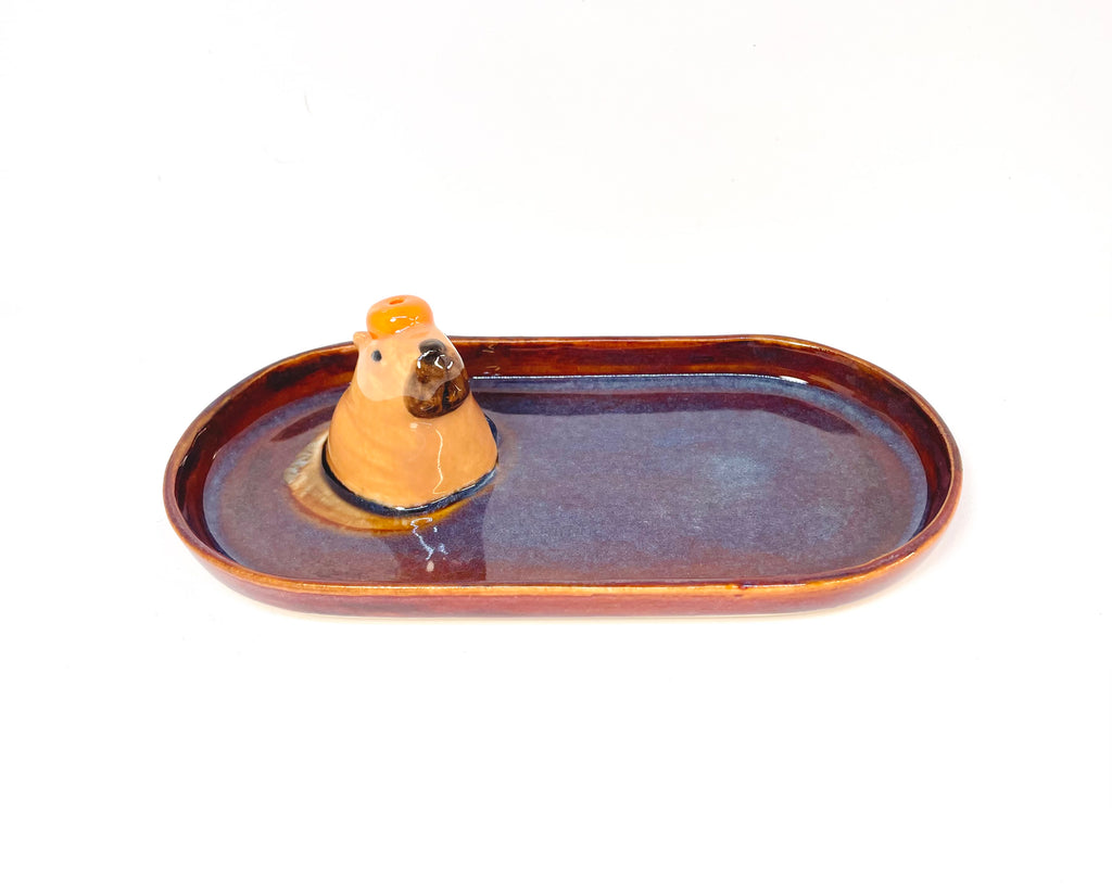 Trinket Tray / Incense Burner Oval - Capybara