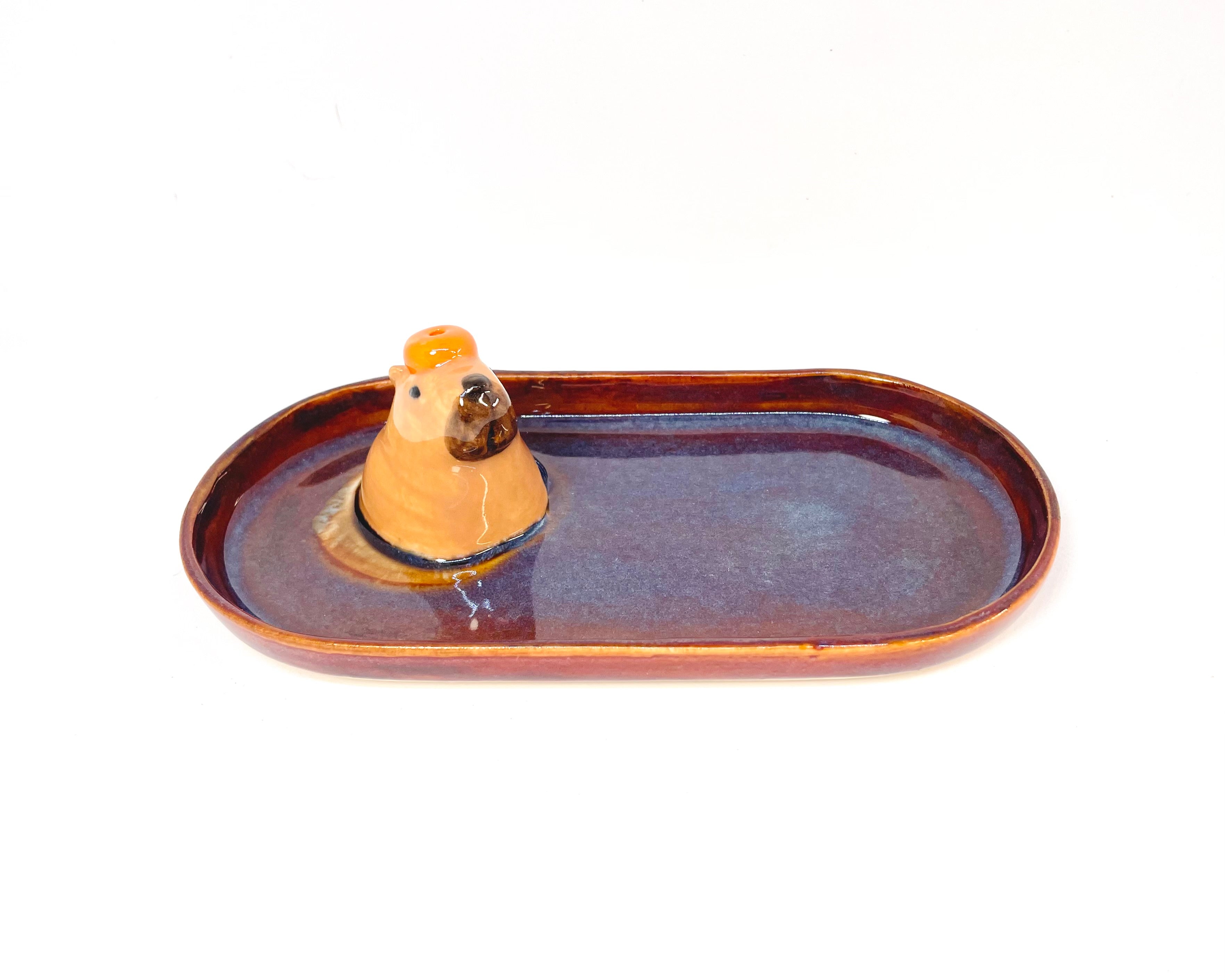 Trinket Tray / Incense Burner Oval - Capybara