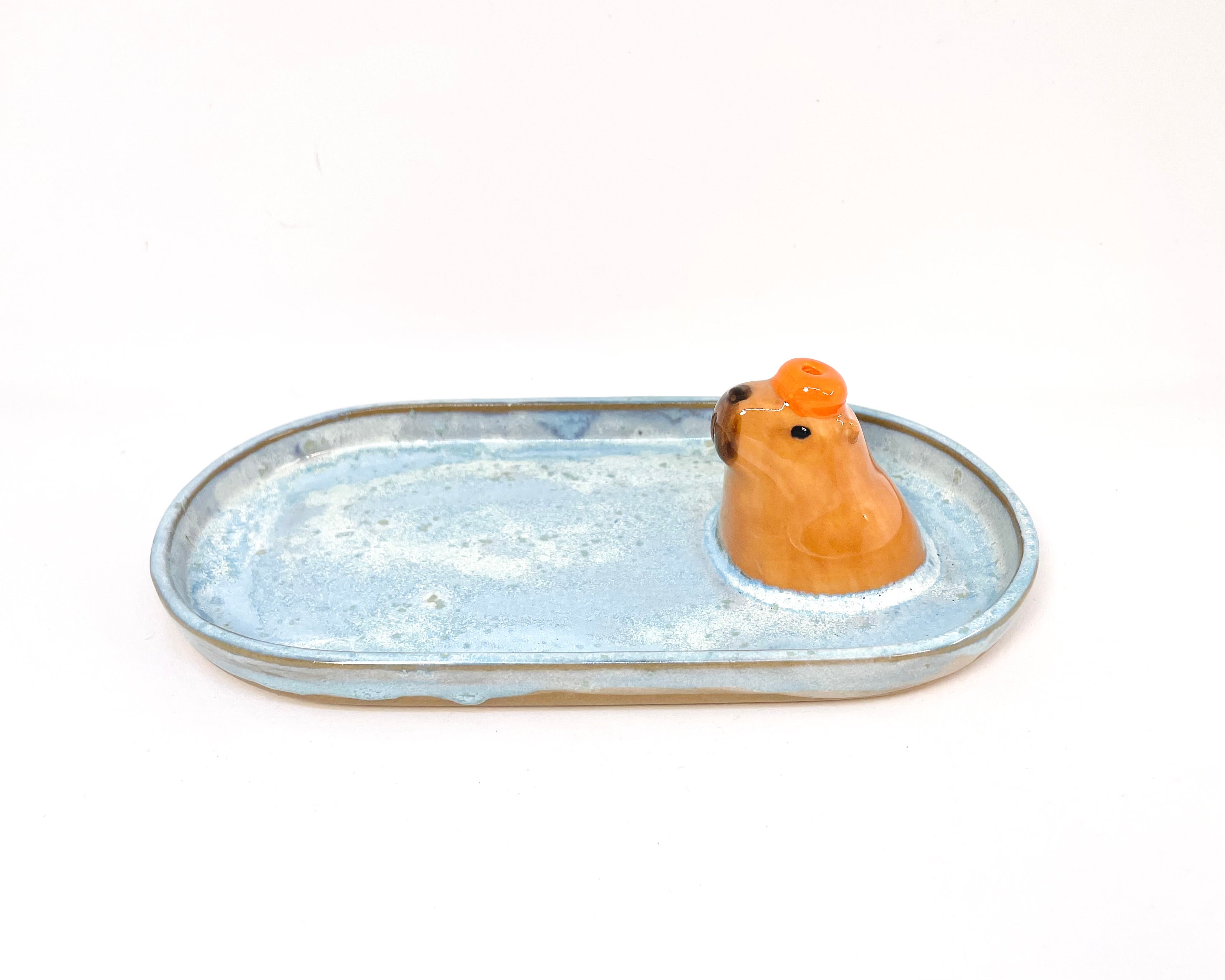 Trinket Tray / Incense Burner Oval - Capybara