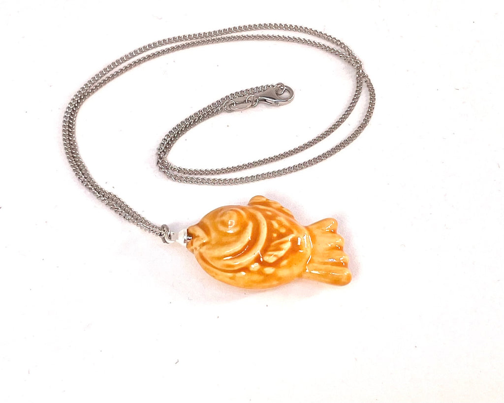 Ceramic Tayaki - Rose gold Necklace