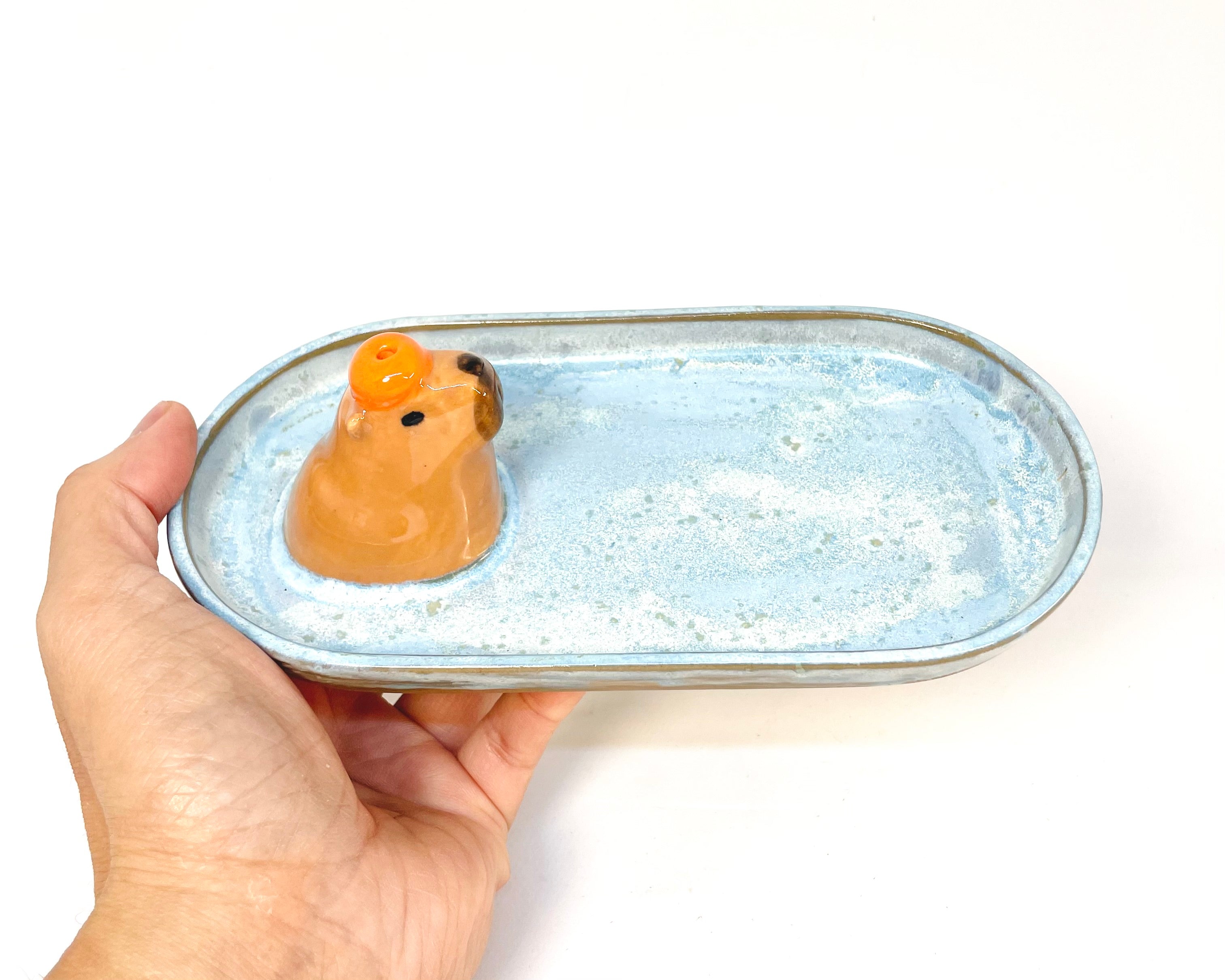 Trinket Tray / Incense Burner Oval - Capybara