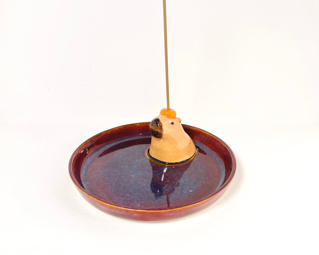 Handmade Capybara Incense Burner & Trinket Tray - Ceramic Animal Decor
