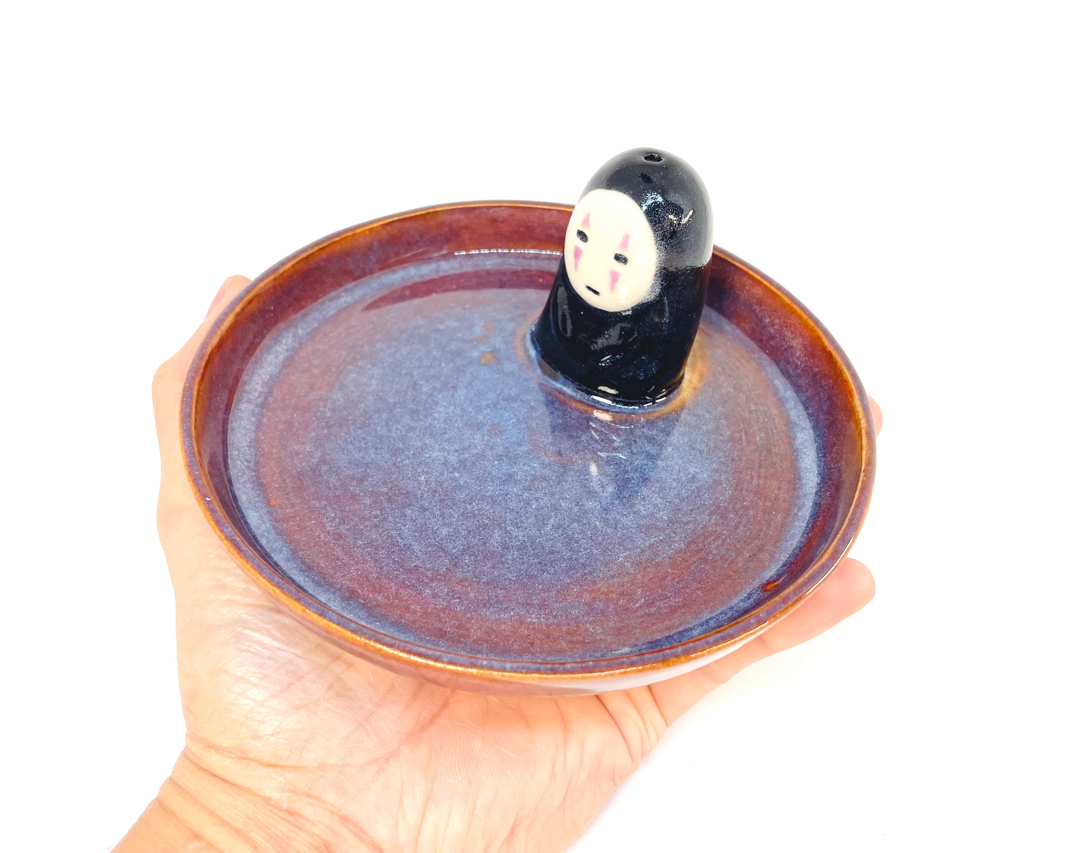 Handmade Noface Incense Burner & Trinket Tray - Ceramic Animal Decor
