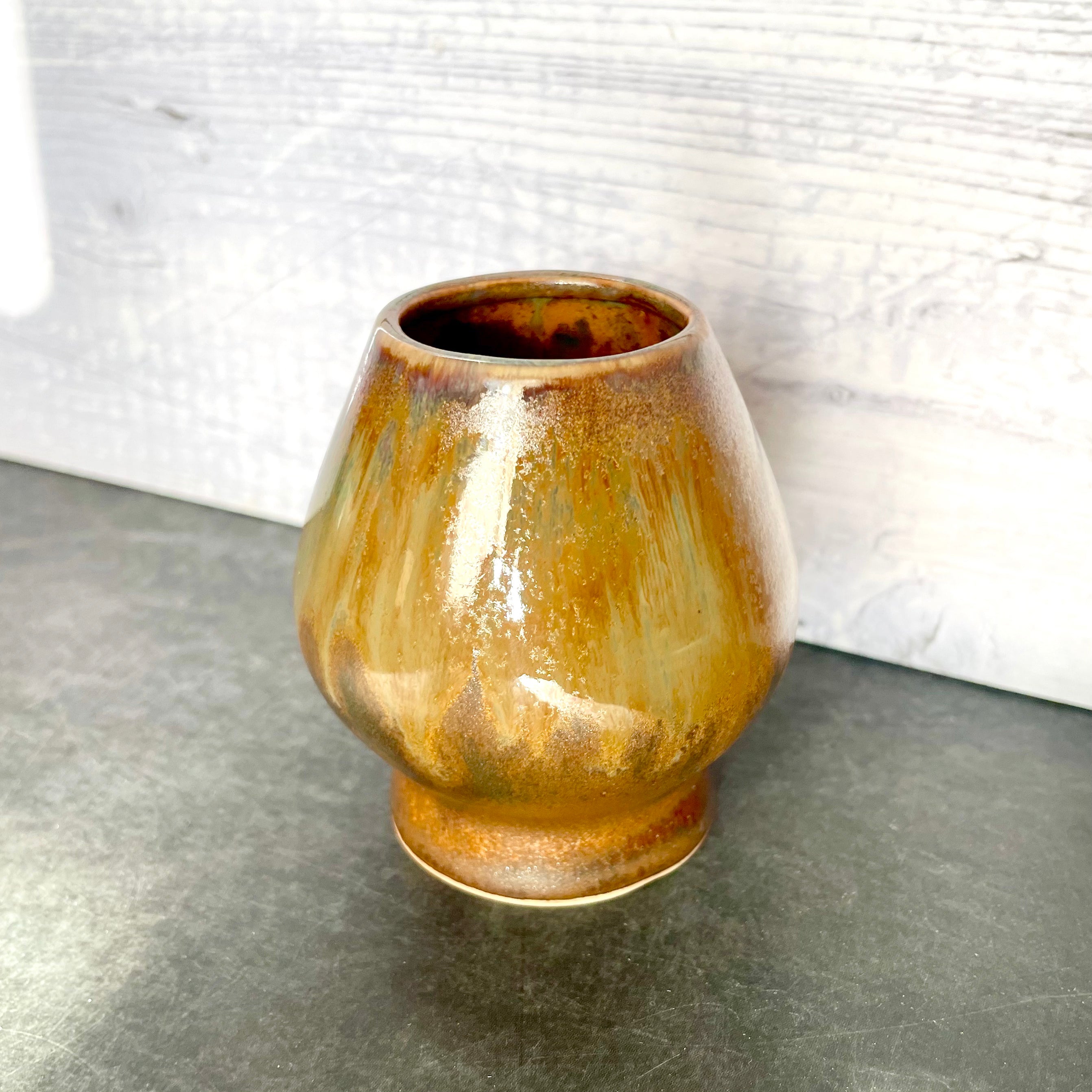 Bamboo Whisk Holder with Copper Ore Glaze by Mayco