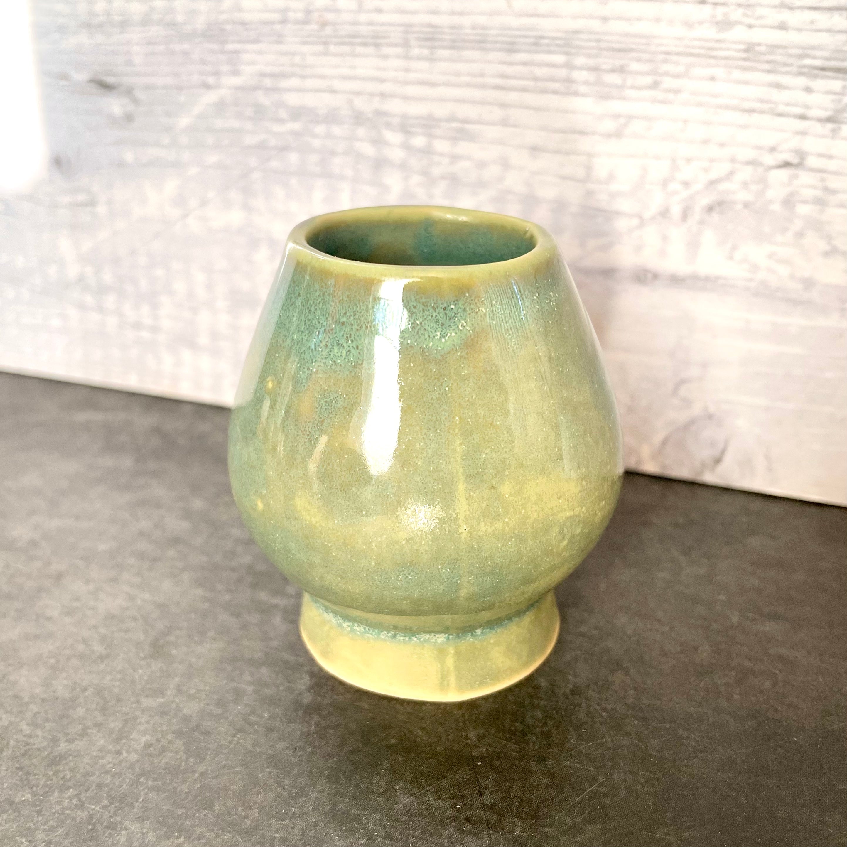 Ceramic Bamboo Whisk Holder with Green Tea glaze by Mayco