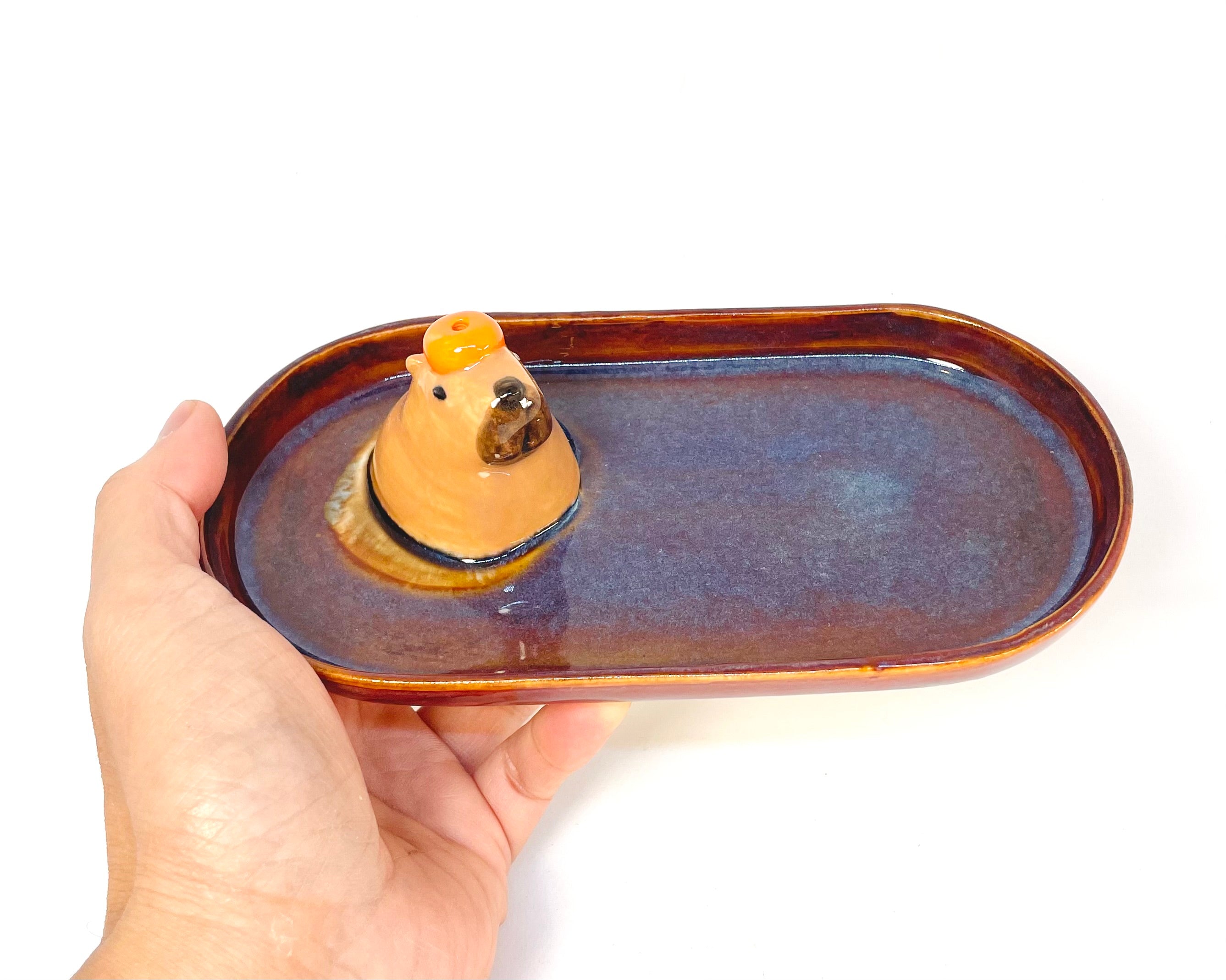 Trinket Tray / Incense Burner Oval - Capybara