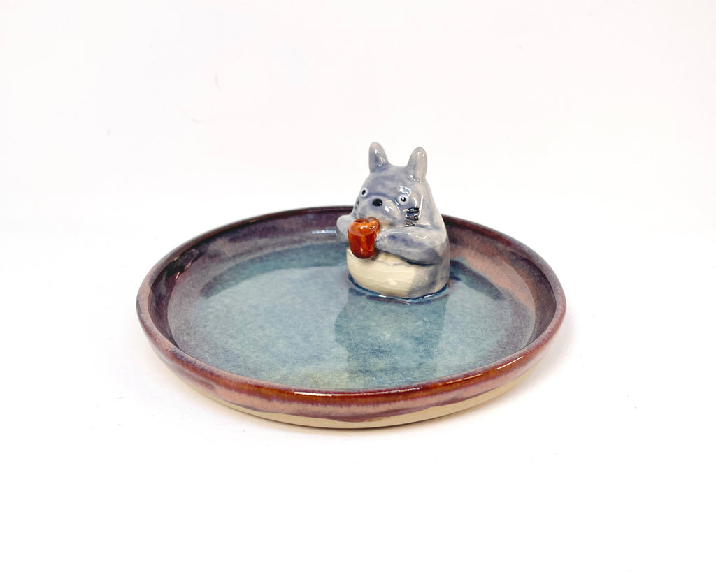 Ceramic Totoro incense holder/ ring dish