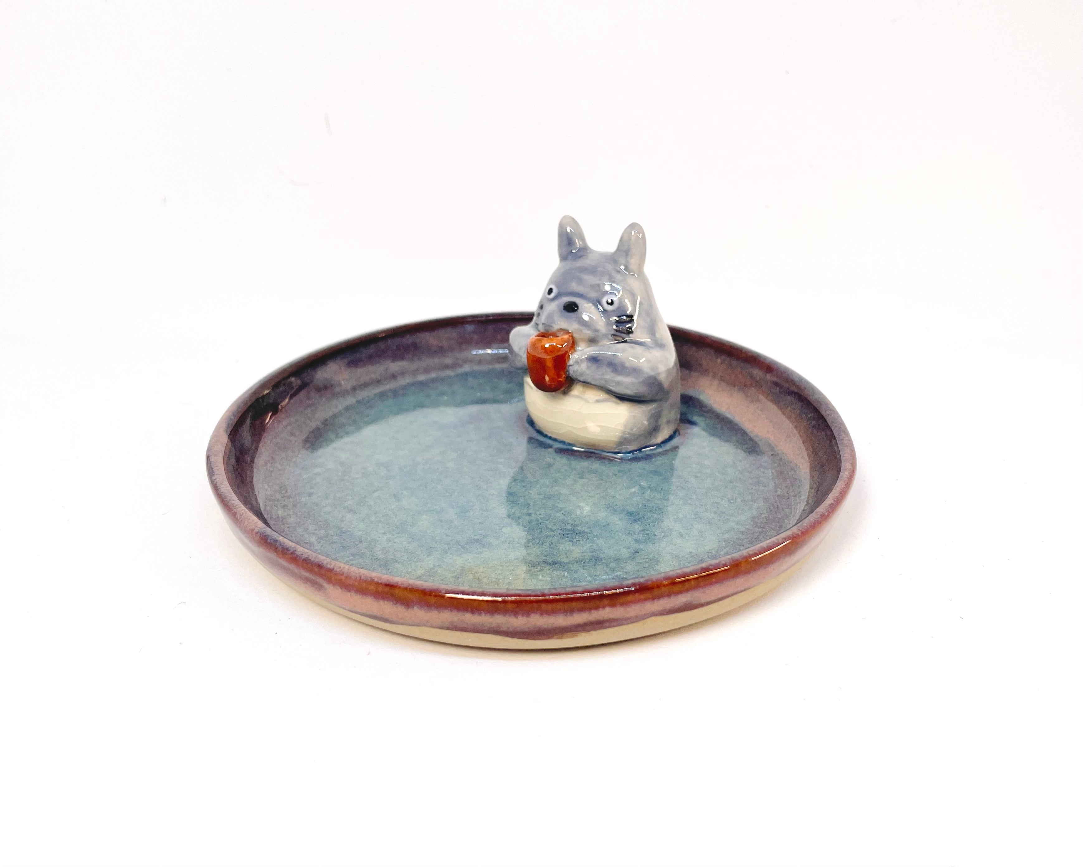 Ceramic Totoro incense holder/ ring dish
